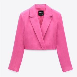 Zara Hot Pink Cropped Blazer